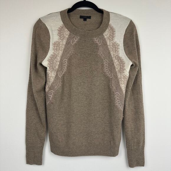 J.Crew Sweaters - J.Crew Womens Crewneck Wool Blend Academia Cottagecore Tan/Ivory Sweater Small